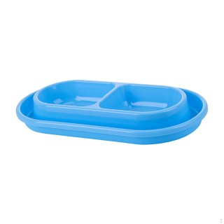 Cat Bowls for Food and Water Pet Double Bowl Indoor Cats ,Easy to Clean Nonslip Outside Puppy S blau