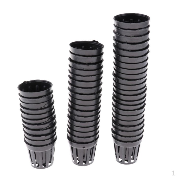 50 Stück runder Wasserpflanzenkorb, schwarzer Schlitztopf für Hydrokultur, S