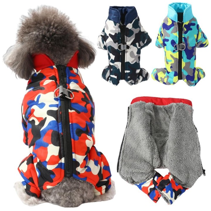Winter-Fleece-Hundeoverall, warmer Overall für kleine und mittelgroße Hunde, Jacke, wasserdichte Haustierkleidung, Welpenmant