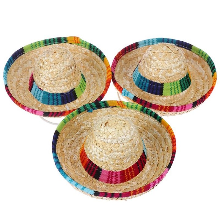 Mini Haustier Hunde Strohhut Sombrero Katze Sonnenhut Strandparty Strohhüte Hundehut