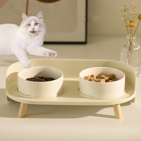 Doppelter Futternapf für Katzen, höhenverstellbar, für Haustiere, Katzen, Trinker, Wassernapf, erhöhte Fütterung, Kätzchenbed