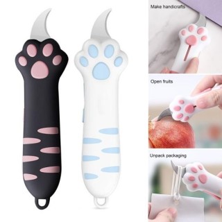 Kartonschneider mit Katzenpfoten, Katzenkrallen-Design, Karton-Papiermesser, einziehbares Katzenkratzmesser, Mini-Karton-Vers