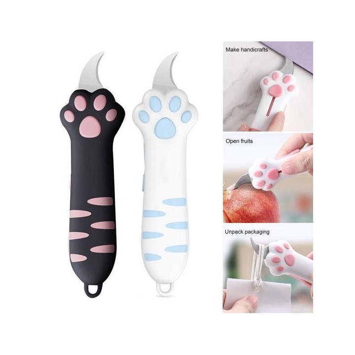 Kartonschneider mit Katzenpfoten, Katzenkrallen-Design, Karton-Papiermesser, einziehbares Katzenkratzmesser, Mini-Karton-Vers