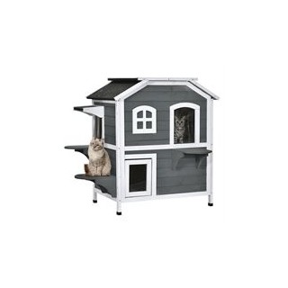 Katzenhaus Outdoor Katzenhütte 3 Treppen 2-Etagen Katzenvilla Asphaltdach