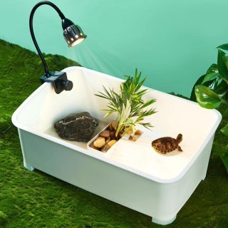 Schildkrötentank Aquarium Haustier Terrarien Box Schlupfbereich mit Plattform, Reptilien Lebensraum für Frösche M