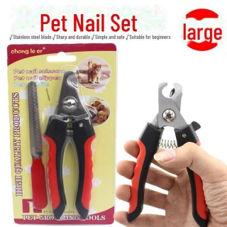 Haustierpflegeset: Nagelknipser für Hunde und Katzen mit Schere und Feile Large rot