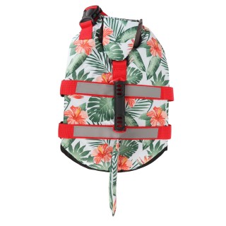 Hundeschwimmweste im Hawaii-Stil, reflektierende Streifen, Schlaufe und Haken-Design, überlegener Auftrieb, Haustierleben M