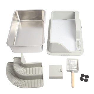 Katzentoilette aus Edelstahl, spritzwassergeschützt, auslaufsicher, geruchslos, leicht zu reinigen, geschlossene Katzentoilet