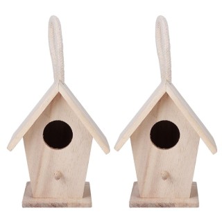 2PCS Holz Vogel Haus Hängen Nistkasten für Outdoor Garten Terrasse Dekorative Zubehör