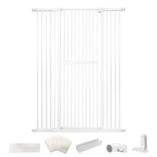 RAKU Haustierhöhe mit Zaunspannung, hohe Einbaubreite, Hunde-Ausbruchschutz, Babygitter, Einbaubreite, Tor, Katze, 155 cm, Tü