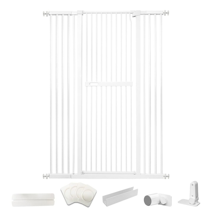 RAKU Haustierhöhe mit Zaunspannung, hohe Einbaubreite, Hunde-Ausbruchschutz, Babygitter, Einbaubreite, Tor, Katze, 155 cm, Tü