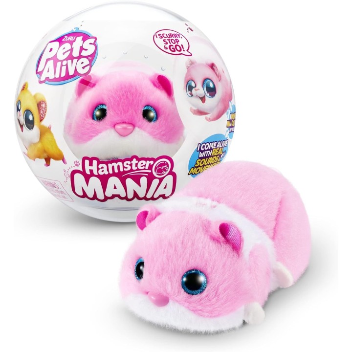 Pets Alive Pets Alive Hamster, elektronisches Haustier, Plüschspielzeug, schreit und rennt (Rosa) um! [Produkt] rosa