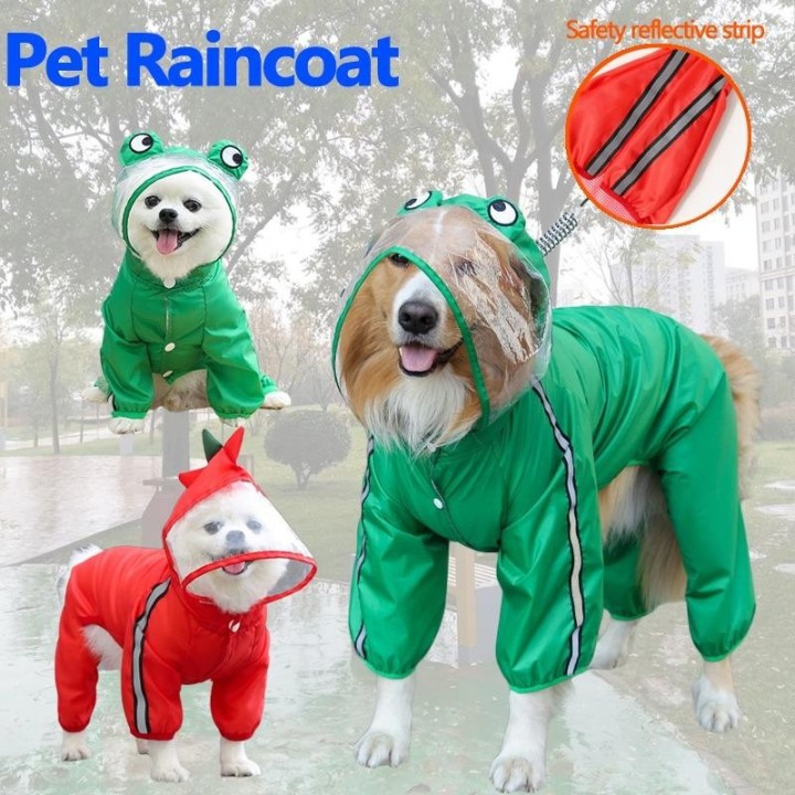 Regenmantel für Hunde im Drag-Stil, wasserdicht, Einteiler, Hundemantel, Haustierjacke L rot