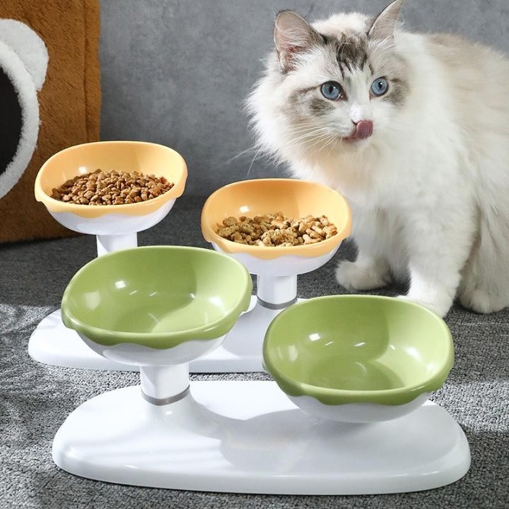 Katzenfutter- und Wassernapf-Set, höhenverstellbar, für die Fütterung von Haustieren, Katzennapf für Futter und Wasser, Futte