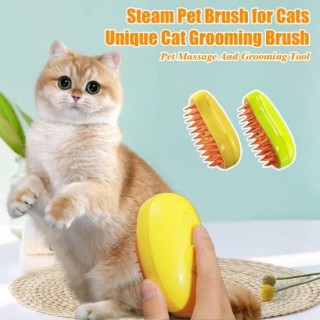 3-in-1-Dampfbürste für Katzen, wiederaufladbare Dampfbürste für Haustiere, Katzenpflegelösung mit Dampf-Tierhaarentferner, Ma