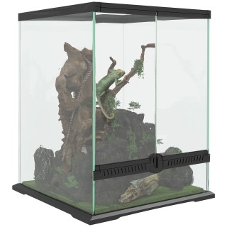 Terrarium für Reptilien 120L Reptil Fütterungsbox für Amphibien Schwarz