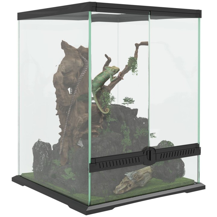 Terrarium für Reptilien 120L Reptil Fütterungsbox für Amphibien Schwarz