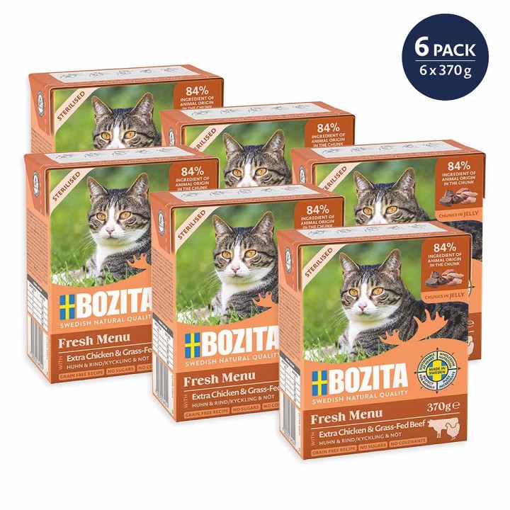 Bozita Häppchen in Gelee Sterilised mit Huhn & Rind 6x370 g