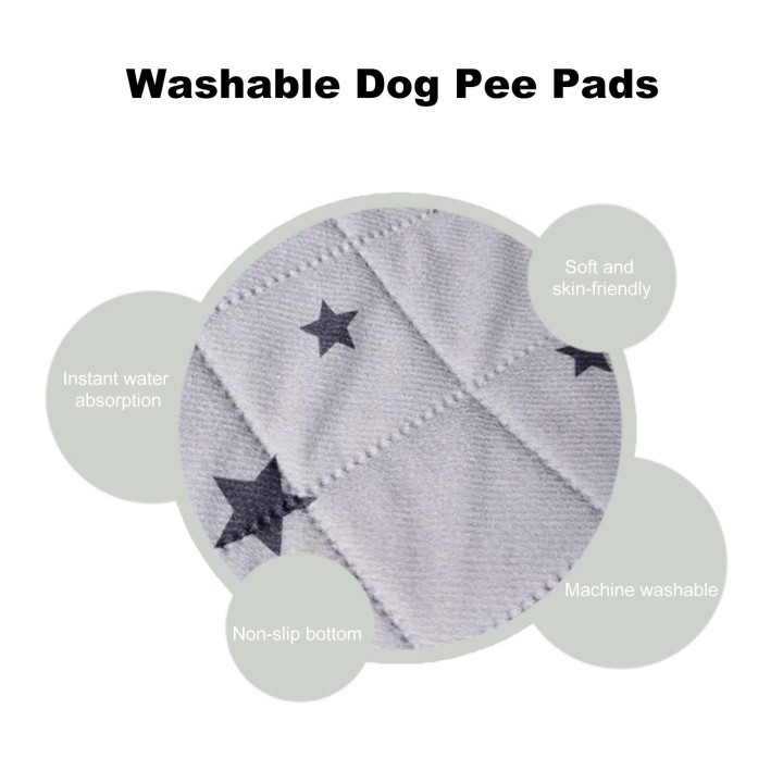 Waschbare Hunde-Pipi-Pads, wiederverwendbare Welpen-Pipi-Pads, rutschfeste Hundematten mit hervorragender Urinaufnahme Gray D