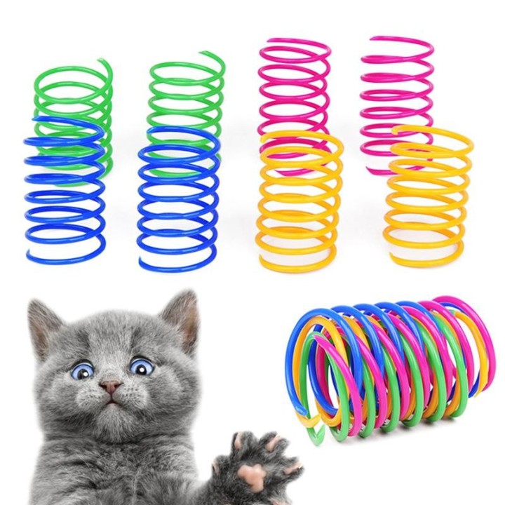 20Pcs langlebige bunte Kunststoff Federn Katze Haustier Spielzeug Spule Spiralfedern one size