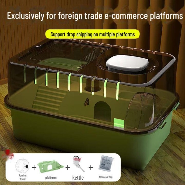 Golden Bear Hamsterkäfig für den Innenbereich mit Acryl-Oberlicht Basic model, Extra Large 46CM gelb/creme