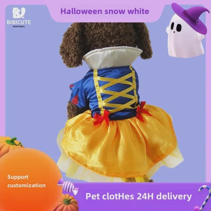 Schneeweißes Halloween-Hundekleid für Teddy, Bichon, Schnauzer M