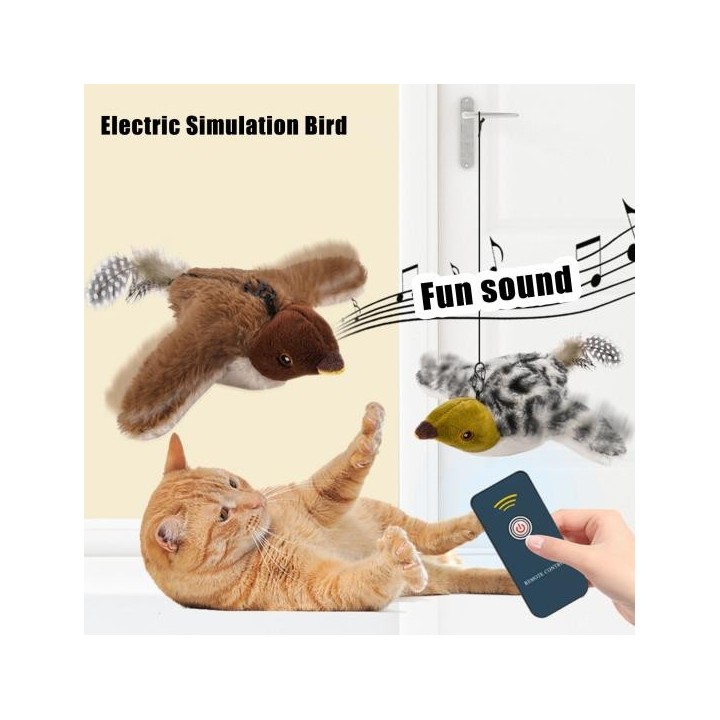 Katzenspielzeug, wiederaufladbarer elektrischer Simulationsvogel über USB mit Katzenminze, fliegender Plüschvogel mit lebense