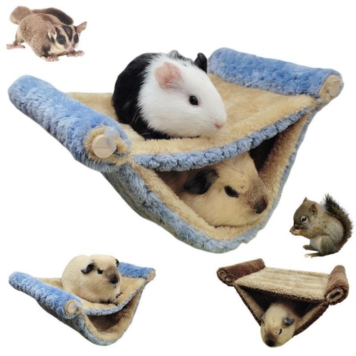 Weiches Plüsch-Hängematten-Set für Hamster, Igel, Ratten, Meerschweinchen, Ruhebett, Hütte, Zelt, Kleintierkäfig-Zubehör S 20