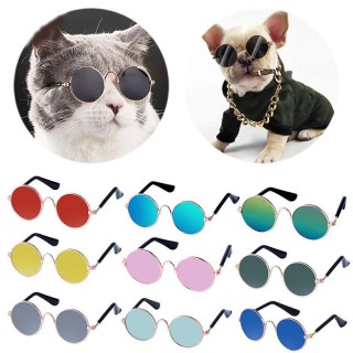 Schöne Vintage Runde Katze Sonnenbrille Reflexion Auge tragen brille Für Kleine Hund Katze Haustier Fotos Pet Produkte Requis