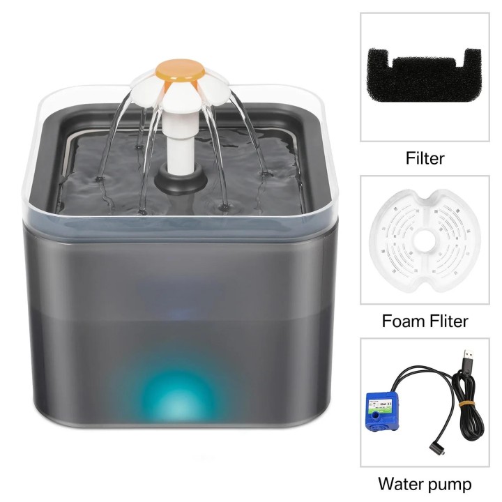 Katzentrinkbrunnen 67oz/2L für kleine Haustiere, Hunde, Trinken, ultraleise, mit LED-Beleuchtung, Wasserspender, automatische