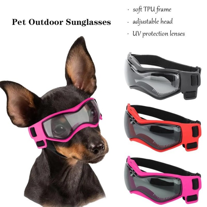 Hundebrille für kleine Rassen, Hundesonnenbrille, UV-Sonnenbrille für Hunde, winddicht, weicher Rahmen, verstellbare Riemen f