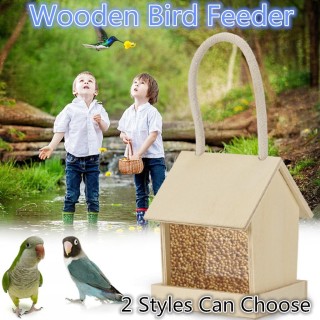 Wild Bird Wooden Feeder Hanging Feeders View Window For Garden Yard Decorati khaki