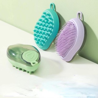 Hundebadebürste, Welpen-Duschbürste, Mango-Form, Haustier-Badebürste für große Öffnung, Einfüllloch, weicher Kleber, Aufhänge