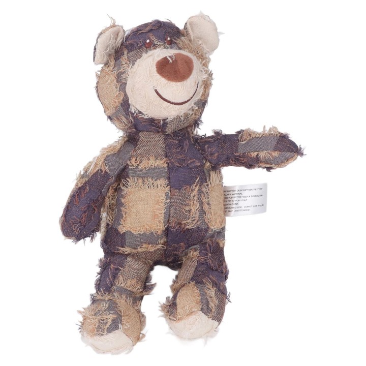 Quietschendes Hundespielzeug, gefülltes Plüsch-Hundespielzeug, unzerstörbarer robuster Bär für Haustiere violett