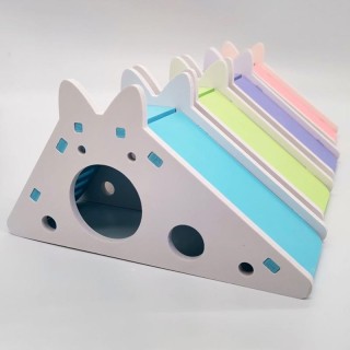 Zusammengebautes Hamster-Rutschenspielzeug, Meerschweinchen, Golden Bear, atmungsaktives Hamsterhaus blau