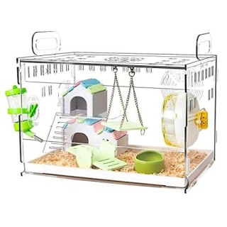 YOKITOMO Hamster dick schwer zu setzen inklusive Wasser Montage einfach zu Tablett leicht zu füllen Belüftung stapelbar bis z