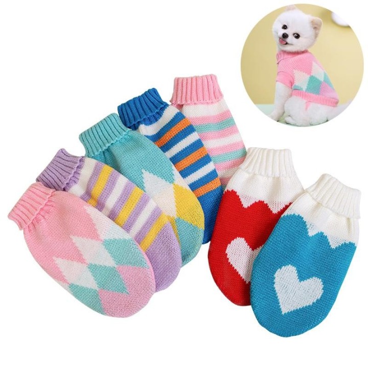 Strickpullover für kleine Hunde und Katzen, Herbst und Winter, warm, Rollkragen, weich, gemütlich, Kätzchen-Kostüm, Yorkies,