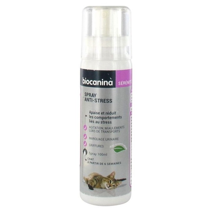 Anti-Stress-Spray – Biocanina – 100 ml – Apaise les Chats – Réduit Comportements Indésirables – Naturel