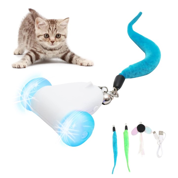 JUNSPOW Elektrisches Spielzeug Katzenspielzeug Katzenauto Spielzeug Hauskatzen werden es lieben USB-Ladeset enthalten [Glänze