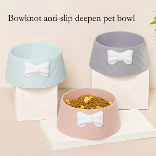 Kreativer, süßer Futternapf mit Schleifendekor für Haustiere, vertiefter Napf für Katzen und Hunde, langlebiger Katzenfuttern
