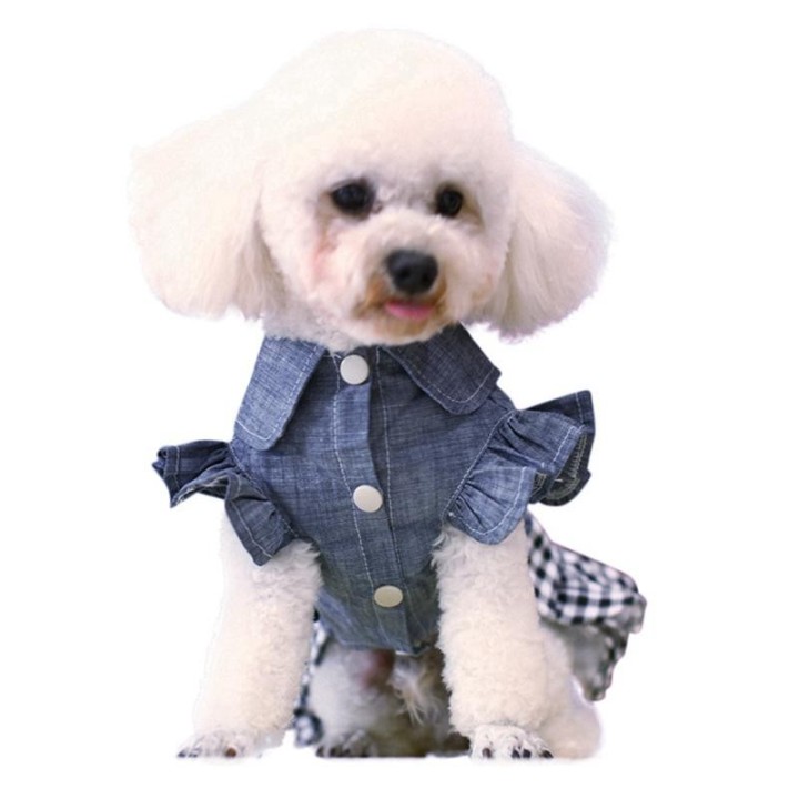 Frühling Haustier Hund Denim Kleid Jeans Rock Hundekleidung Kleines Hundekleid Welpenkleidung Hund Katzenkleider Perritas Kle