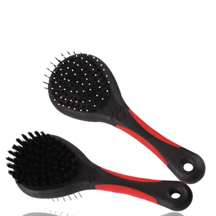 1 STÜCK Doppelseitiger Hundekamm mit Kunststoffgriff, Langhaarbürste, Massage-Badebürste für Welpen und Katzen, Haustierpfleg