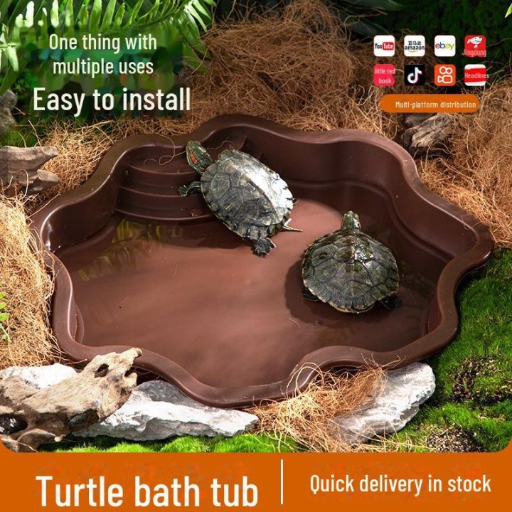 Badebecken und Kletterhabitat-Dekor für semiaquatische Schildkröten Ladder bathtub khaki