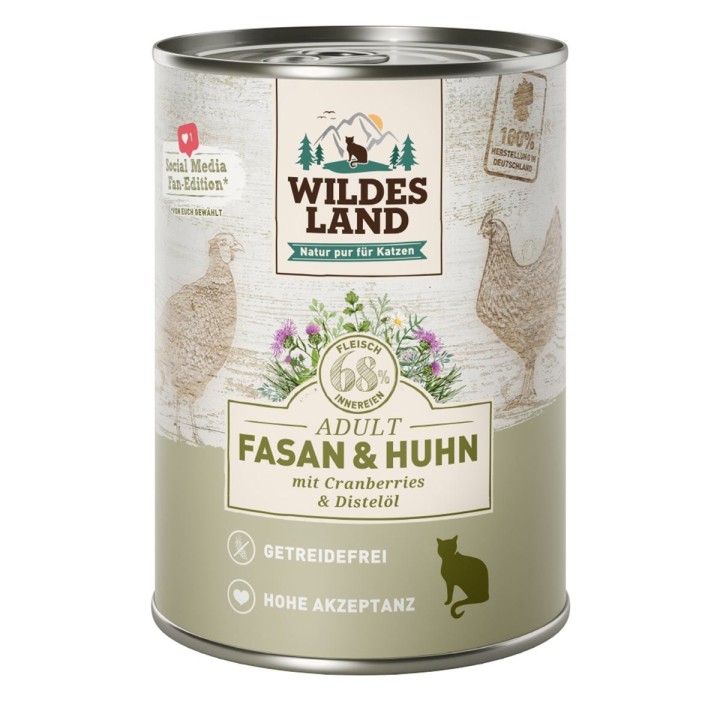 Wildes Land Fasan und Huhn mit Cranberries 6x400 g