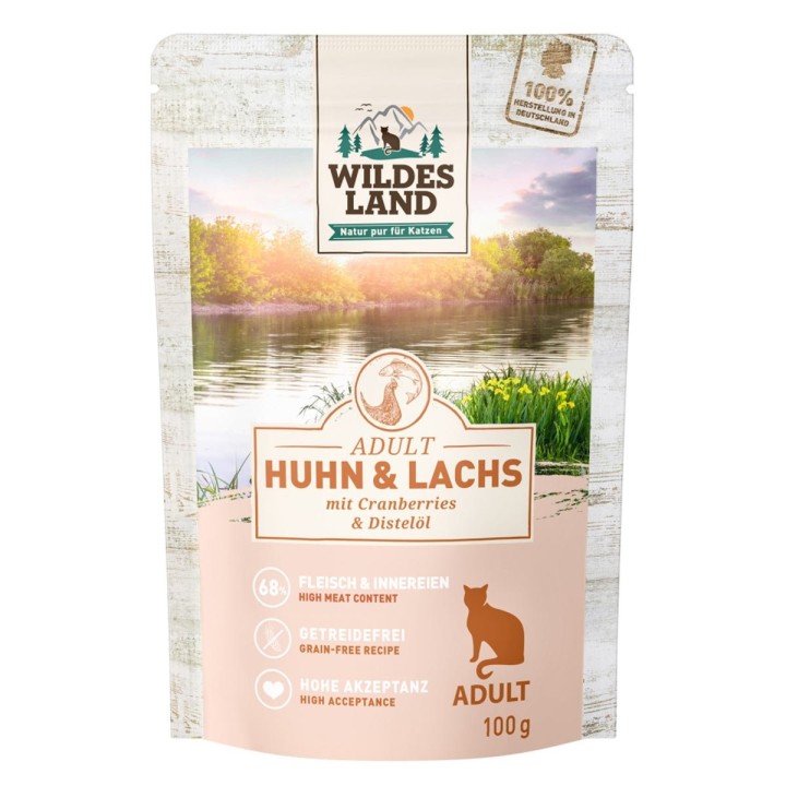 Wildes Land Huhn und Lachs mit Cranberries 12x100 g