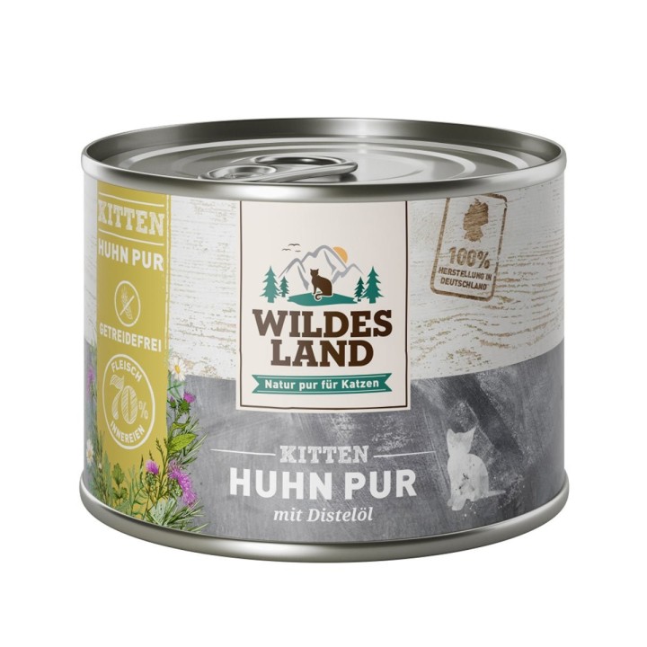 Wildes Land Kitten Huhn PUR mit Distelöl 6x200 g