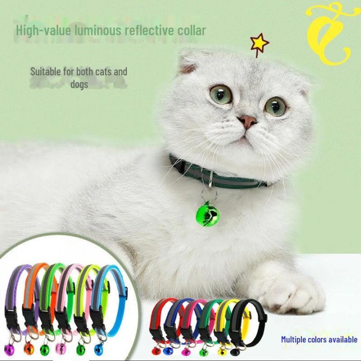 Reflektierendes leuchtendes Haustierhalsband mit Glöckchen für Katzen und Hunde Adjustable length (16-32cm)