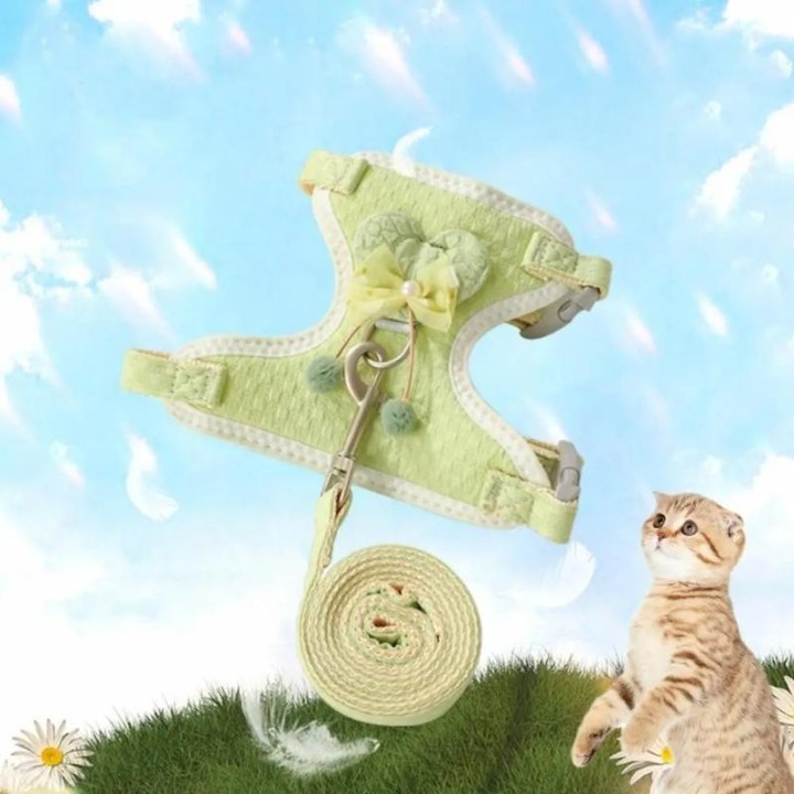 Mesh-Geschirr für Haustiere, verstellbar, hochwertiges Geschirr-Set für Haustiere, Katzen-Abschleppseil-Weste, stilvolles Som