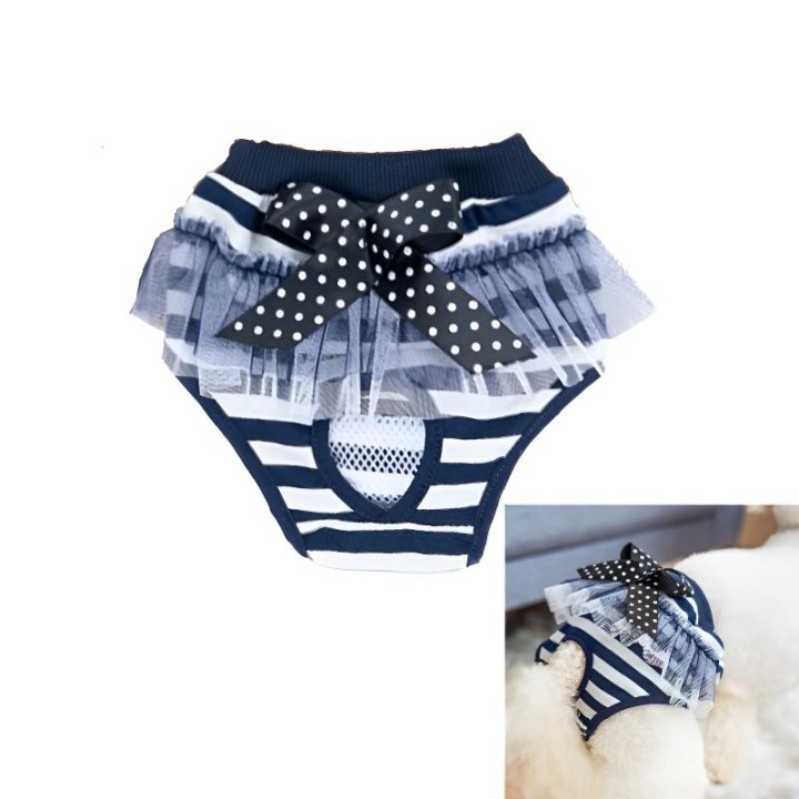 Gestreifte physiologische Hose für Hunde, Spitzenhöschen, Windel für Welpen, Unterwäsche, Slips, Hundewindelhöschen S