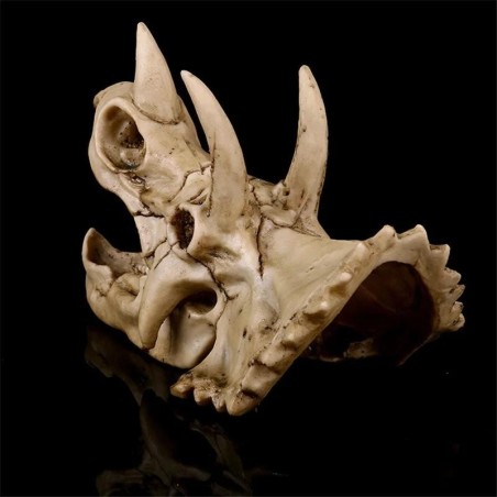 Aquarium-Dekoration, Dinosaurier-Triceratops-Schädel-Dekor, Harzschädel für Reptilien, Versteck, Fische, Aquarium-Zubehör, He
